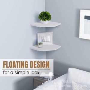 Corner <b>Shelf</b> White Polygon <b>Wall</b> <b>Mounted</b> Durable Storage Organizer For Kitchen Home Decor - Product Image 2
