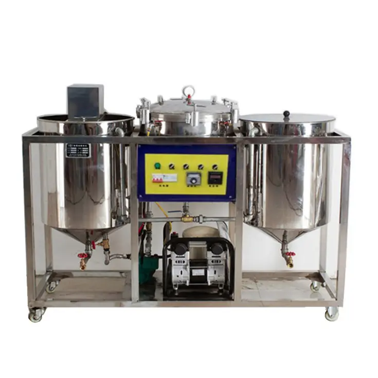Quality guaranteed 2 tanks crude cooking oil refinery plant equipment mini cooking oil refinery machine