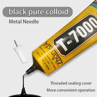 Colle liquide adhésive noire pour réparation de téléphones portables et tablettes, 50 ml, modèle 085-BLE-T7000-50ML, forte adhérence, viscosité moyenne, aiguille fine
