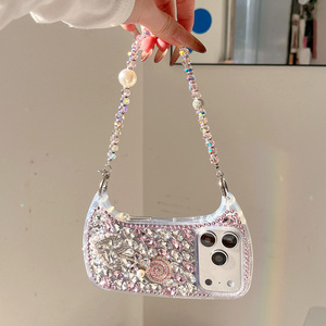 Coque <span class=keywords><strong>de</strong></span> <span class=keywords><strong>téléphone</strong></span> antichoc en forme <span class=keywords><strong>de</strong></span> mini sac, ornée <span class=keywords><strong>de</strong></span> diamants gravés à la main, motif papillon et goutte d'eau, pour iPhone 17 Air 16 Pro Max - Product Image 4