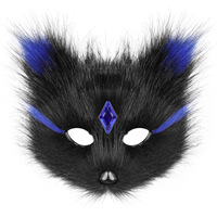 Masque en peluche demi-visage renard, chat, loup, pour Halloween, Noël, bal masqué, fête, cosplay, accessoire de costume avec décoration en pierres précieuses