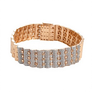 Bracelet chaîne en or 18 carats avec zircon, jonc à maillons couleur or rose, incrustation de CZ, bijoux classiques pour cadeau, mariage, fête - Product Image 4