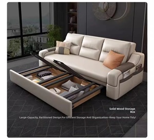 Modern Minimalist Cat Scratch Resistant Faux Leather Sofa <strong>Bed</strong> 2 in 1 Convertible Couch with Storage for Small Spaces - Product Image 3