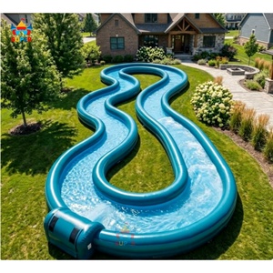 Piscine gonflable géante Super Castle Commercial en PVC 0,55 mm, type <span class=keywords><strong>rivière</strong></span> paresseuse, installation facile avec pompe à air pour des configurations de jardin étonnantes - Product Image 1