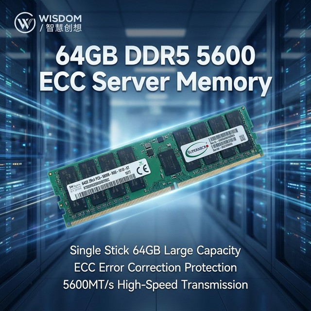 64GB DDR5 5600MTs PC5 44800 ECC RDIMM 2Rx4 Registered Memory for AI Server PowerEdge ProLiant Enterprise DDR5 Server Memory