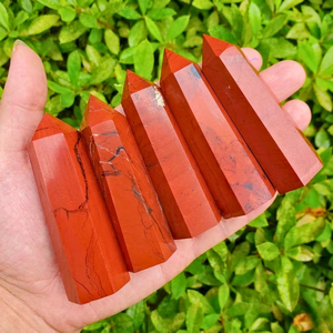 Torre de Jaspe Rojo Natural de Punta Única, Varita de Cristal Hexagonal de Jaspe Rojo Pulido, Piedra Energética para Sanación de Chakras, Decoración para el Hogar y Escritorio - Product Image 1