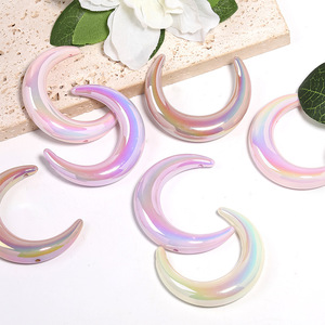 Diseño innovador, cuentas acrílicas luminosas, color ultravioleta, galvanoplastia, Luna, Agujero vertical, bolígrafo, accesorios, media luna - Product Image 1