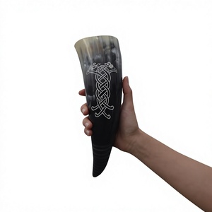 Mug en corne de bœuf poli de style américain, écologique, avec couvercle en bambou, compatible lave-vaisselle, verre à vin et bière de style ancien - Product Image 4