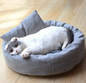 2025 nuevo fabricante redondo Color caramelo cueva perro gato camas cálido algodón mascotas cama para interior - Product Image 6