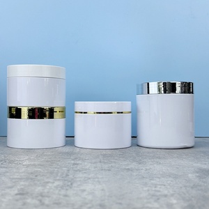 80ml 100ml 120ml 150ml 200ml 250ml 500ml 8oz PET Black White Cosmetic Cream <b>Jars</b> <b>Plastic</b> Body Scrub Container with Black Lids - Product Image 3