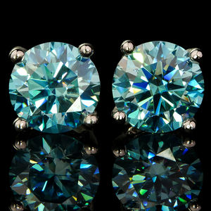 Bijoux fins unisexes pour femmes, plaqués or 18 carats, argent sterling 925, moissanite taille brillant 5 mm/6,5 mm, boucles d'oreilles à griffes - Product Image 1