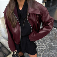 Nouvelle arrivée, veste de moto vintage de luxe pour femmes, veste en cuir PU avec fermeture éclair
