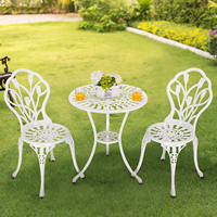 Ensemble de table et de chaises d'extérieur en aluminium coulé durable, trois pièces, pour balcon, terrasse ou jardin, pour prendre le thé