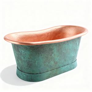 <span class=keywords><strong>Bañera</strong></span> <span class=keywords><strong>de</strong></span> Cobre Hecha a Mano con Acabado en Pátina Verde, <span class=keywords><strong>Bañera</strong></span> Independiente <span class=keywords><strong>de</strong></span> Estilo Antiguo para Villa - Product Image 2