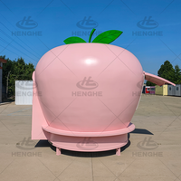Chariot à Jus et Aliments en Forme de Pomme Mignonne à Double Fenêtre, Couleur Personnalisée, Kiosque Alimentaire Mobile Attrayant pour Fruits Frais et Boissons en Rue