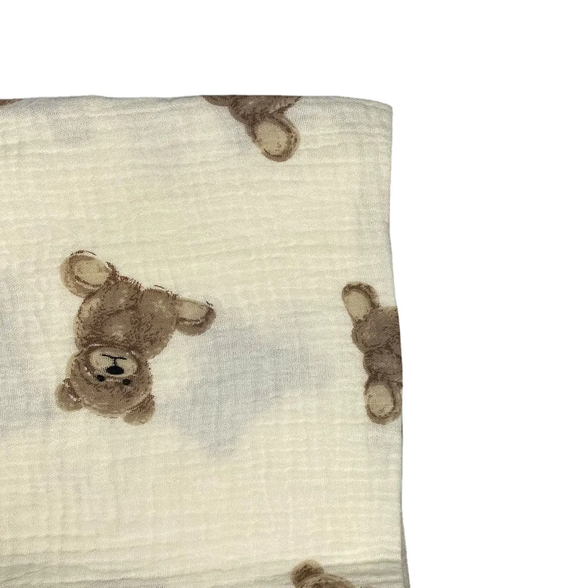 100% хлопчатобумажная муслиновая плиссированная ткань с принтом медведя и животным принтом