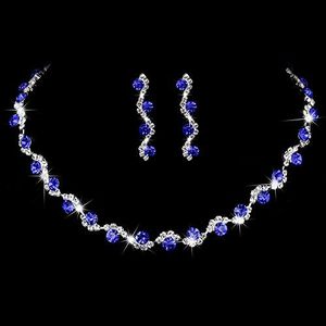 Collier boucles d'oreilles super luxe, ensemble de bijoux en pierre de tanzanite synthétique bleue et zircone blanche pour femmes, bijoux de fête de mariage - Product Image 1