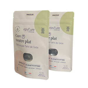 Bolsa de embalaje de alimentos impresa personalizada con impresión digital Bolsa de pie de papel Kraft blanco Ziplock con cremallera y ventana - Product Image 3