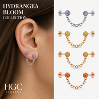 Anting Rantai Zirkon Bentuk Bunga Hydrangea, Perhiasan Trendi, Unik, Manis, untuk Telinga, Tulang Rawan, Pernikahan, Fashion