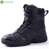 Bottes tactiques montantes à lacets pour hommes avec doublure en mesh et semelle extérieure en caoutchouc durable pour la randonnée et le travail en extérieur été/hiver