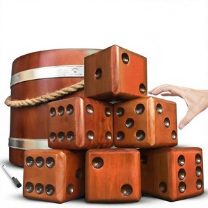 Dés en bois faits à la main, sculptés, style classique D6, pour jeux de société, accessoires de jeu pour adultes - Product Image 5