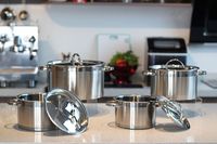 Ensemble de 8 casseroles classiques de luxe antiadhésives en acier inoxydable écologique avec motif alvéolé texturé pour usage domestique et commercial