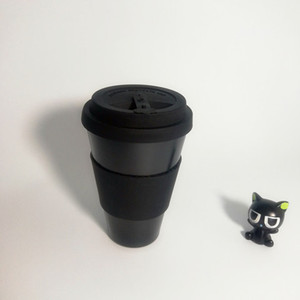<span class=keywords><strong>Gobelet</strong></span> à café noir en <span class=keywords><strong>bambou</strong></span> <span class=keywords><strong>réutilisable</strong></span>, écologique et biodégradable avec couvercle en silicone, design personnalisé - Product Image 4