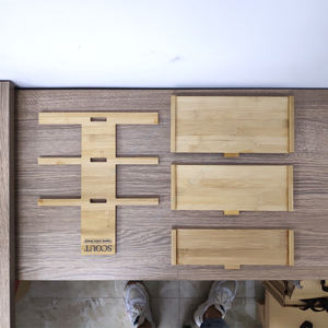 Custom <b>Bamboo</b> <b>Material</b> Counter top design Table top Nail Polish Display Showcase Furniture for Cosmetic Display - Product Image 4