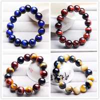 Bracelet en perles naturelles œil de tigre tendance, multicolore, fait main, élastique, personnalisé, 6/8/10/12/14mm, diamant, jade, agate, cadeau pour homme