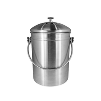 Vente en gros de poubelle à compost pour déchets alimentaires en acier inoxydable de 4,5 L avec couvercles, seau de rangement pour cuisine intérieure avec filtres à charbon
