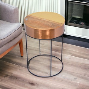 Modern Design Metal <b>Side</b> <b>Table</b> With Acacia Wood Top and Frame <b>for</b> Home Office or Living Room Bedroom As <b>Sofa</b> <b>Side</b> <b>Table</b> - Product Image 6