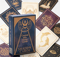 Boîte de rangement personnalisée pour cartes de tarot en papier, estampage à chaud doré, bord doré, logo personnalisé, guide portable familial pour jeux de société