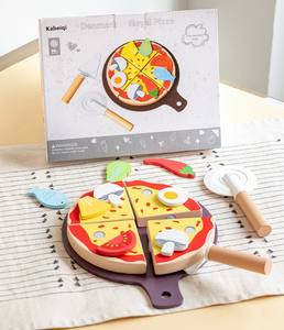Juego de <span class=keywords><strong>Pizza</strong></span> de Madera al por Mayor, Juguete de Cortar <span class=keywords><strong>Pizza</strong></span> con Bandeja y Aderezos, Juguete Interactivo para el Desarrollo Intelectual de Padres e Hijos - Product Image 3