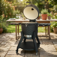 Barbecue au charbon de bois AUPLEX Premium 22 pouces en céramique Kamado, design renforcé en acier, pour la maison et l'extérieur