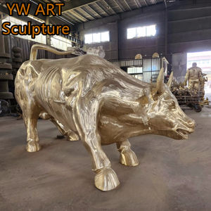 Gran tamaño famoso fundido amarillo dorado bolos verde New York Bull bronce Wall Street bronce latón Metal estatua de toro - Product Image 4