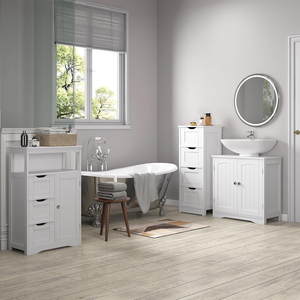 Gabinete de almacenamiento de baño de madera <span class=keywords><strong>Savoy</strong></span> sofisticado Superior Inweto espacio abundante perfecto para el hogar usando blanco/gris - Product Image 6