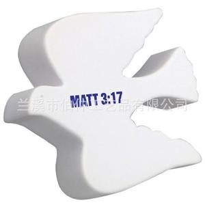 Balle anti-stress en mousse PU en forme de pigeon, blanche, jouet en plastique moulé pour la relaxation et la promotion - Product Image 2