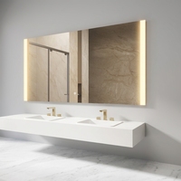 Espejo de Vanidad LED Moderno, Antivaho, Rectangular, con Pantalla Táctil Inteligente, Interruptor con Regulador de Intensidad, para Baño, Salón, Sala de Estar