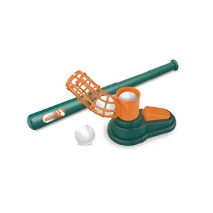 Máquina de lanzamiento de béisbol para niños pequeños, máquina de bateo de béisbol Pop A Pitch con bate juvenil + pelotas de béisbol de plástico