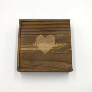 Stained Walnut Color Sliding Lid Wooden Storage Boxes with Compartments Wooden Memory Print Box for USB <strong>Wedding</strong> Photo <strong>Keepsakes</strong> - Product Image 5