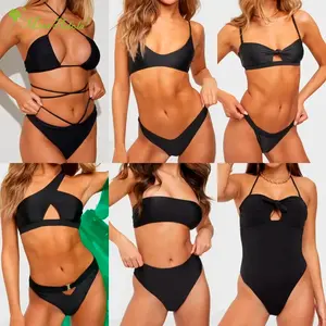 Oem/Odm Custom Gerecycled Groothandel Vrouwen Nieuwe Designer Hoge Driehoek Bikini 'S Split Badpak Sexy Bikini 'S Fitness Badmode 2024