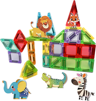 Jinxin 2026, Novedades, Juego de Bloques Magnéticos con Temática de Zoológico en Caja de Hierro, Juguetes para Niños, 45 Piezas, Mini Bloques de Construcción Magnéticos