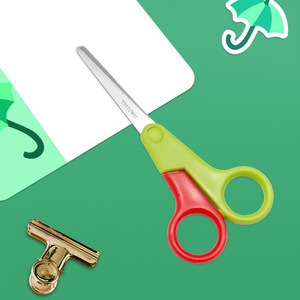Dual Color Handle Household Scissors Green And <b>Red</b> Straight Head Stainless Steel For <b>Paper</b> Cutting Craft Student Office Use - Product Image 4