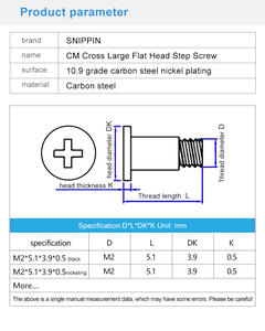 Tornillo de hombro de cabeza plana Phillips de acero al carbono M2 grado 10.9 con parche de bloqueo de rosca, tornillos de precisión antivibración con escalón - Product Image 6