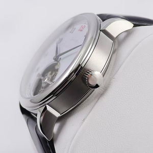 Classic High Quality Mens Luxury <b>Watch</b> Silver <b>Case</b> White Dial Black Leather Strap Automatic Tourbillon Sapphire Waterproof Power - Product Image 3