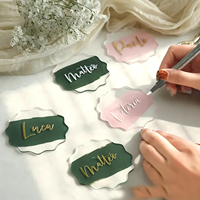 Marque-places personnalisés en acrylique avec impression UV, découpés en forme de vague, pour mariage, nommes de table, organisation des places de fête