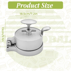 Presse à hamburgers manuelle à épaisseur réglable - Machine à galettes antiadhésive pour hamburgers faits <span class=keywords><strong>maison</strong></span>, viande de bœuf et de poulet - Product Image 2