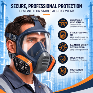Máscara de Gas Completa Reutilizable de TPU con Certificación CE |   Respirador Antihumo de Visión Amplia para Incendios y Volcanes - Product Image 3