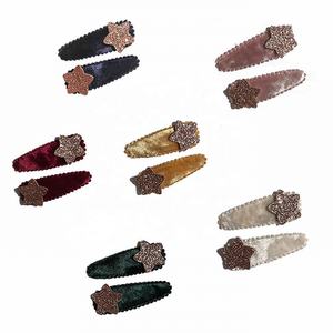 Mini pinces à cheveux en tissu tendance pour bébés et enfants, motif étoile mignon, 2 pièces pour filles, vente en gros, dernier design - Product Image 1