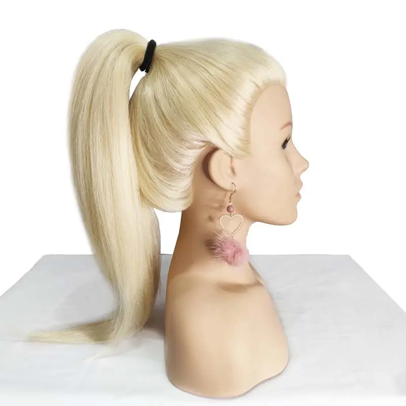 24 इंच लंबी गोरा मानव बाल प्रशिक्षण सिर कंधे हेयर स्टाइलिंग रंगाई और रंग के साथ Cosmetology के लिए पुतला सिर गुड़िया
